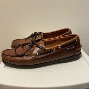 Sebago Docksides Schooner Classic Brown Leather Boat Shoes Moccasins Mens 8.5